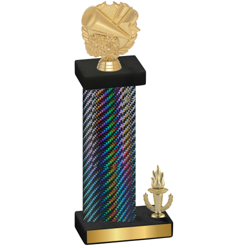 Accented Single Black Carbon Fiber Victory Cheerleading Trophy