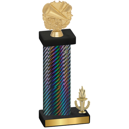 Accented Single Black Carbon Fiber Victory Cheerleading Trophy