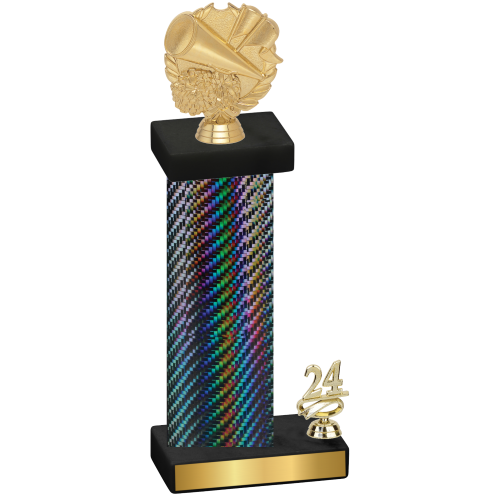 Accented Single Black Carbon Fiber Year Cheerleading Trophy