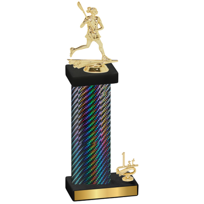 Accented Single Black Carbon Fiber First Place Lacrosse Trophy