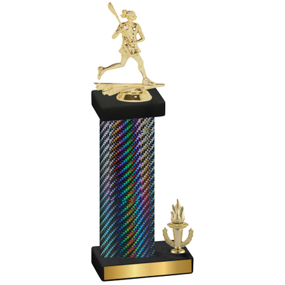 Accented Single Black Carbon Fiber Victory Lacrosse Trophy