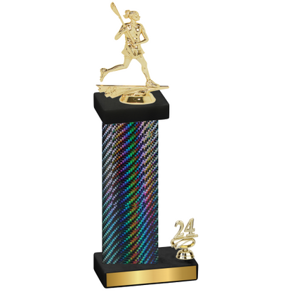 Accented Single Black Carbon Fiber Year Lacrosse Trophy