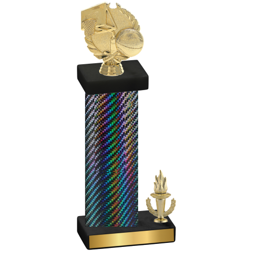 Accented Single Black Carbon Fiber Victory Basketball Trophy