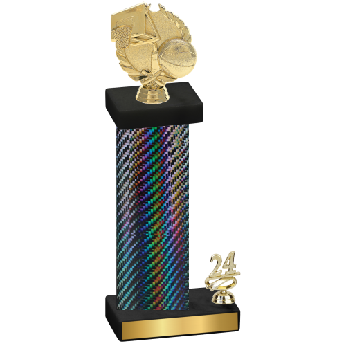 Accented Single Black Carbon Fiber Year Basketball Trophy