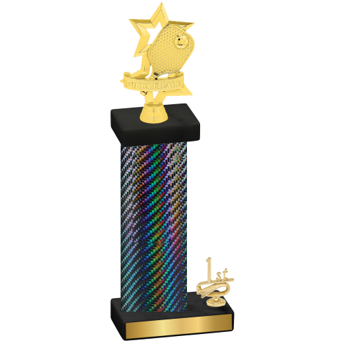 Accented Single Black Carbon Fiber First Place Pickleball Trophy