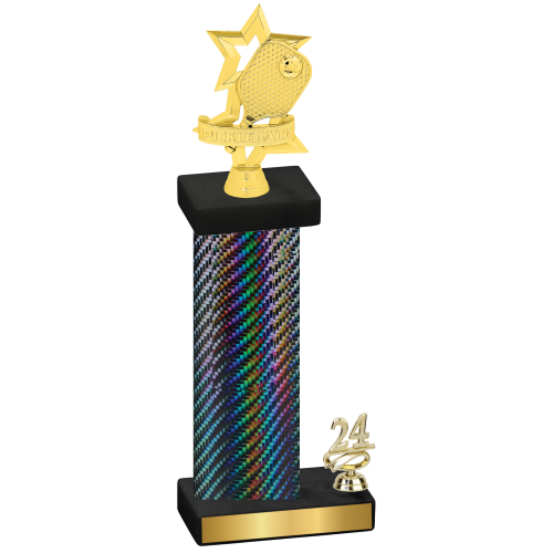 Accented Single Black Carbon Fiber Year Pickleball Trophy