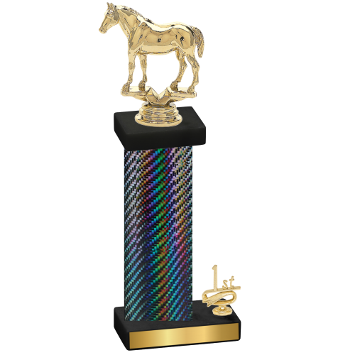 Accented Single Black Carbon Fiber First Place Horses Trophy