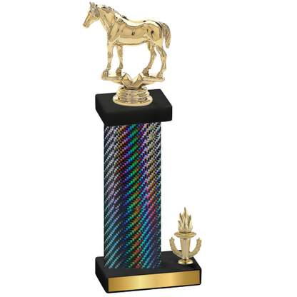 Accented Single Black Carbon Fiber Victory Horses Trophy