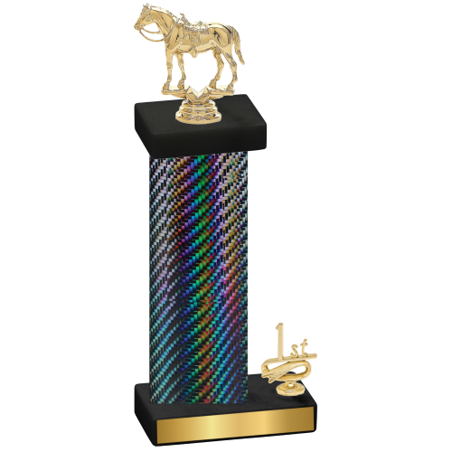 Accented Single Black Carbon Fiber First Place Horses Trophy