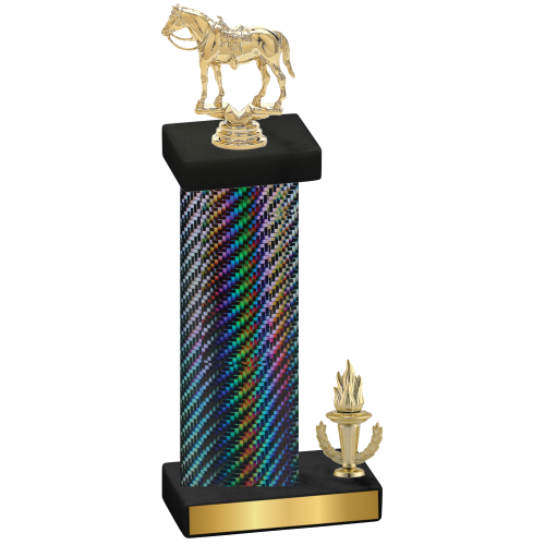 Accented Single Black Carbon Fiber Victory Horses Trophy