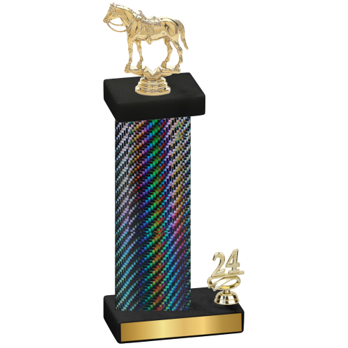 Accented Single Black Carbon Fiber Year Horses Trophy