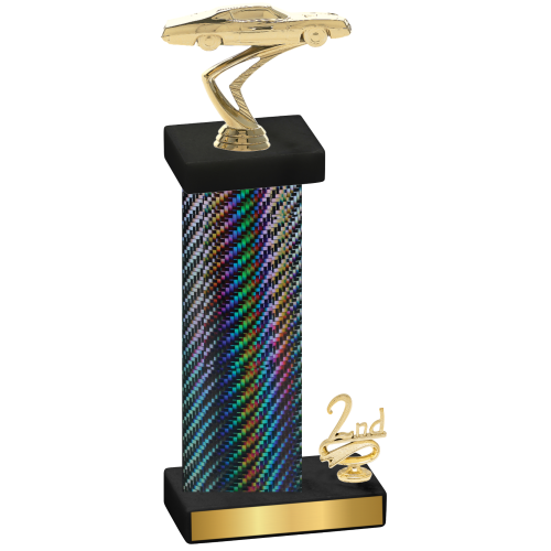 Accented Single Black Carbon Fiber Second Place Cars Trophy