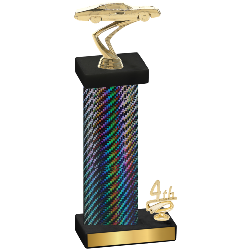 Accented Single Black Carbon Fiber Fourth Place Cars Trophy