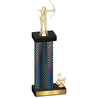 Accented Single Black Carbon Fiber Second Place Archery Trophy