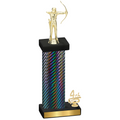 Accented Single Black Carbon Fiber Fourth Place Archery Trophy
