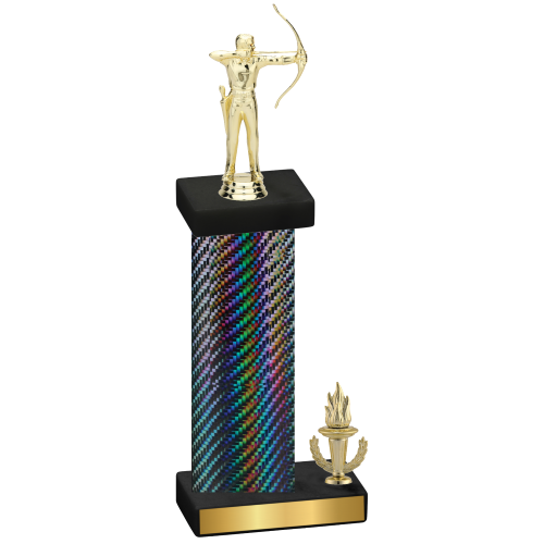 Accented Single Black Carbon Fiber Victory Archery Trophy