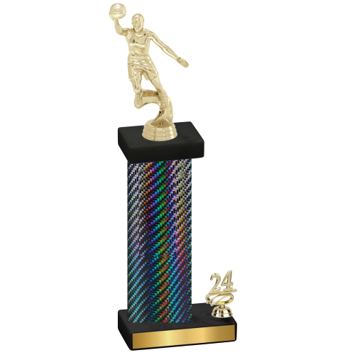 Accented Single Black Carbon Fiber Year Basketball Trophy