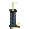 Accented Single Black Carbon Fiber Fourth Place Archery Trophy