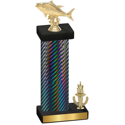 Accented Single Black Carbon Fiber Victory Fishing Trophy