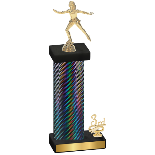 Accented Single Black Carbon Fiber Third Place Skater Trophy