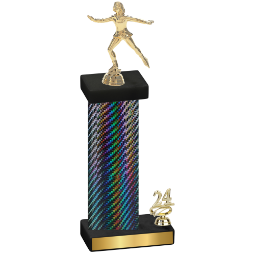 Accented Single Black Carbon Fiber Year Skater Trophy