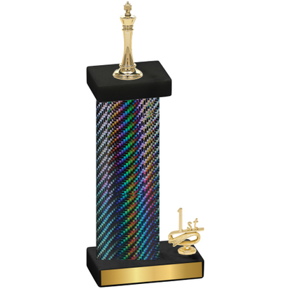 Accented Single Black Carbon Fiber First Place Chess Trophy