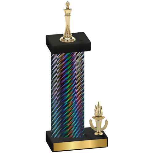 Accented Single Black Carbon Fiber Victory Chess Trophy