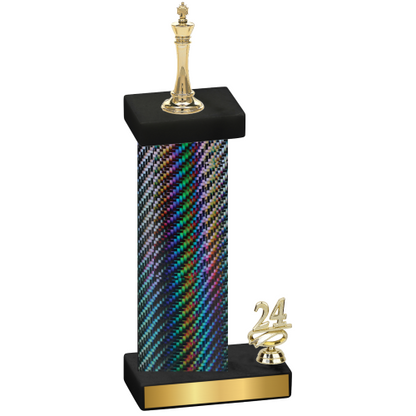 Accented Single Black Carbon Fiber Year Chess Trophy