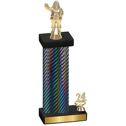 Accented Single Black Carbon Fiber Year Holiday Trophy