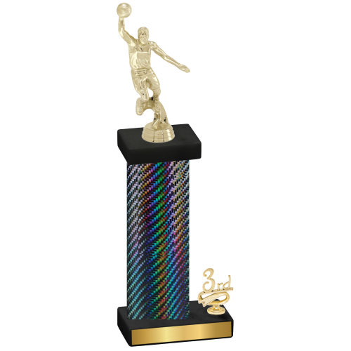 Accented Single Black Carbon Fiber Third Place Basketball Trophy