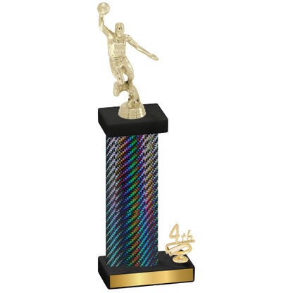 Accented Single Black Carbon Fiber Fourth Place Basketball Trophy