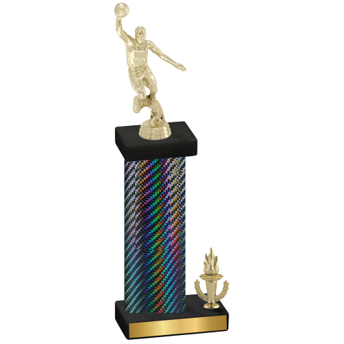 Accented Single Black Carbon Fiber Victory Basketball Trophy