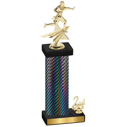 Accented Single Black Carbon Fiber Second Place Flag Football Trophy