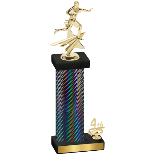 Accented Single Black Carbon Fiber Fourth Place Flag Football Trophy