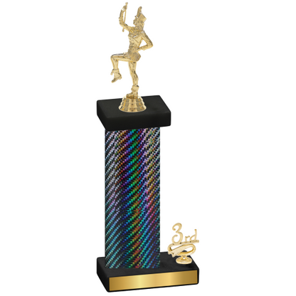 Accented Single Black Carbon Fiber Third Place Majorette Trophy