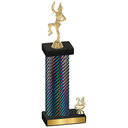 Accented Single Black Carbon Fiber Year Majorette Trophy