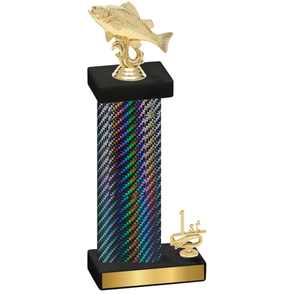 Accented Single Black Carbon Fiber First Place Fishing Trophy