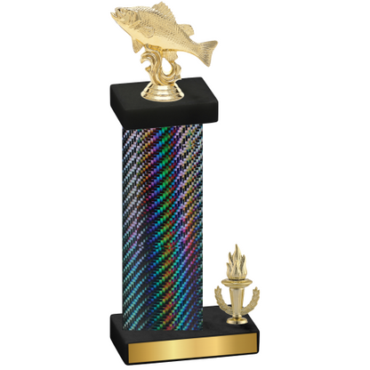 Accented Single Black Carbon Fiber Victory Fishing Trophy