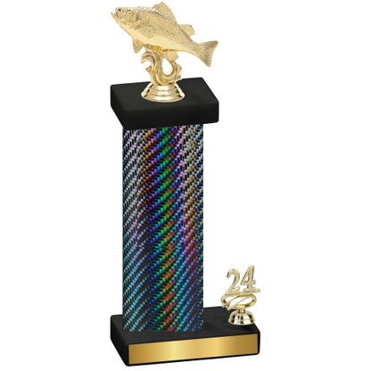 Accented Single Black Carbon Fiber Year Fishing Trophy