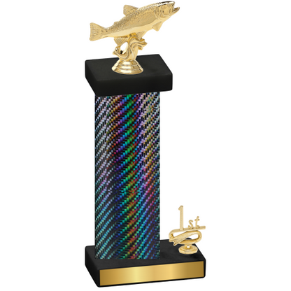 Accented Single Black Carbon Fiber First Place Fishing Trophy