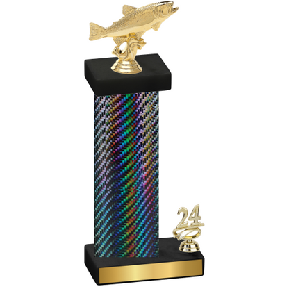 Accented Single Black Carbon Fiber Year Fishing Trophy