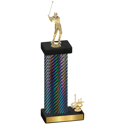 Accented Single Black Carbon Fiber First Place Golf Trophy