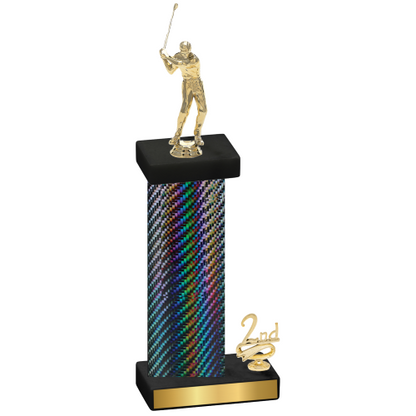 Accented Single Black Carbon Fiber Second Place Golf Trophy