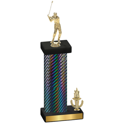 Accented Single Black Carbon Fiber Victory Golf Trophy