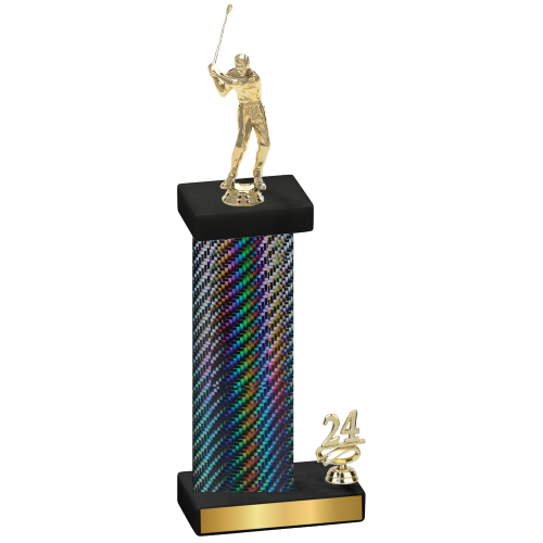 Accented Single Black Carbon Fiber Year Golf Trophy