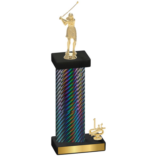 Accented Single Black Carbon Fiber First Place Golf Trophy