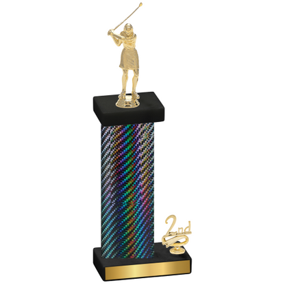 Accented Single Black Carbon Fiber Second Place Golf Trophy