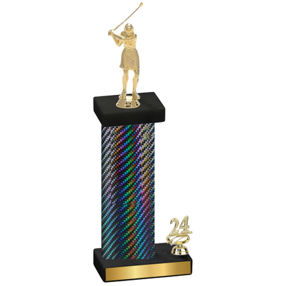 Accented Single Black Carbon Fiber Year Golf Trophy