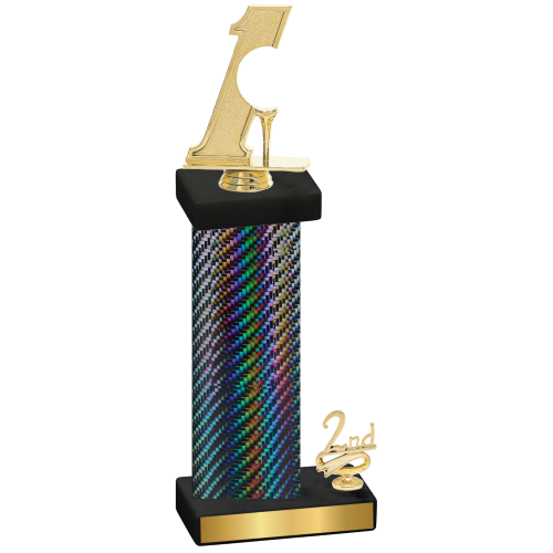 Accented Single Black Carbon Fiber Second Place Golf Trophy