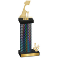 Accented Single Black Carbon Fiber Third Place Golf Trophy